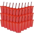 thumbnail image 1 of 30 vasos de plástico reutilizables Rtteri, 470 ml, tapa con purpurina roja, 1 of 6