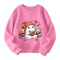 thumbnail image 3 of YOUYEDIAN Halloween Sweatshirts for Girls Novelty Long Sleeve Pullover Pumpkin Bat Ghost Print Sweaters Cute Crew Neck Halloween Clothing Pink 4-5 Years, 3 of 3