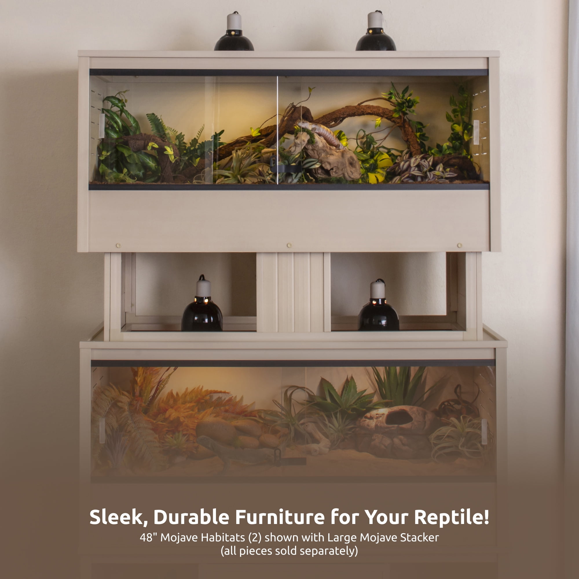 New Age Pet® ECOFLEX® Mojave Reptile Habitat Stacker in Large 48" Maple for Lighting