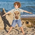 thumbnail image 3 of FORMRS Boys Rash Guard Short Sleeves Swim Shirt Quick Dry UPF 50+ Sun Protection, Sizes 3-12T, Floral Cow, 3 of 6