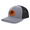 Heather Grey/Black, variant on Mens Splashing Bass Fish Leather Patch Mesh Back Trucker Hat-Charcoal/White