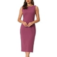 thumbnail image 1 of Vestido formal midi sin mangas de cuello barco para mujer Inspire Chic en púrpura ciruela talla L, 1 of 6