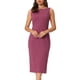 thumbnail image 1 of Vestido formal midi sin mangas de cuello barco para mujer Inspire Chic en púrpura ciruela talla L, 1 of 6