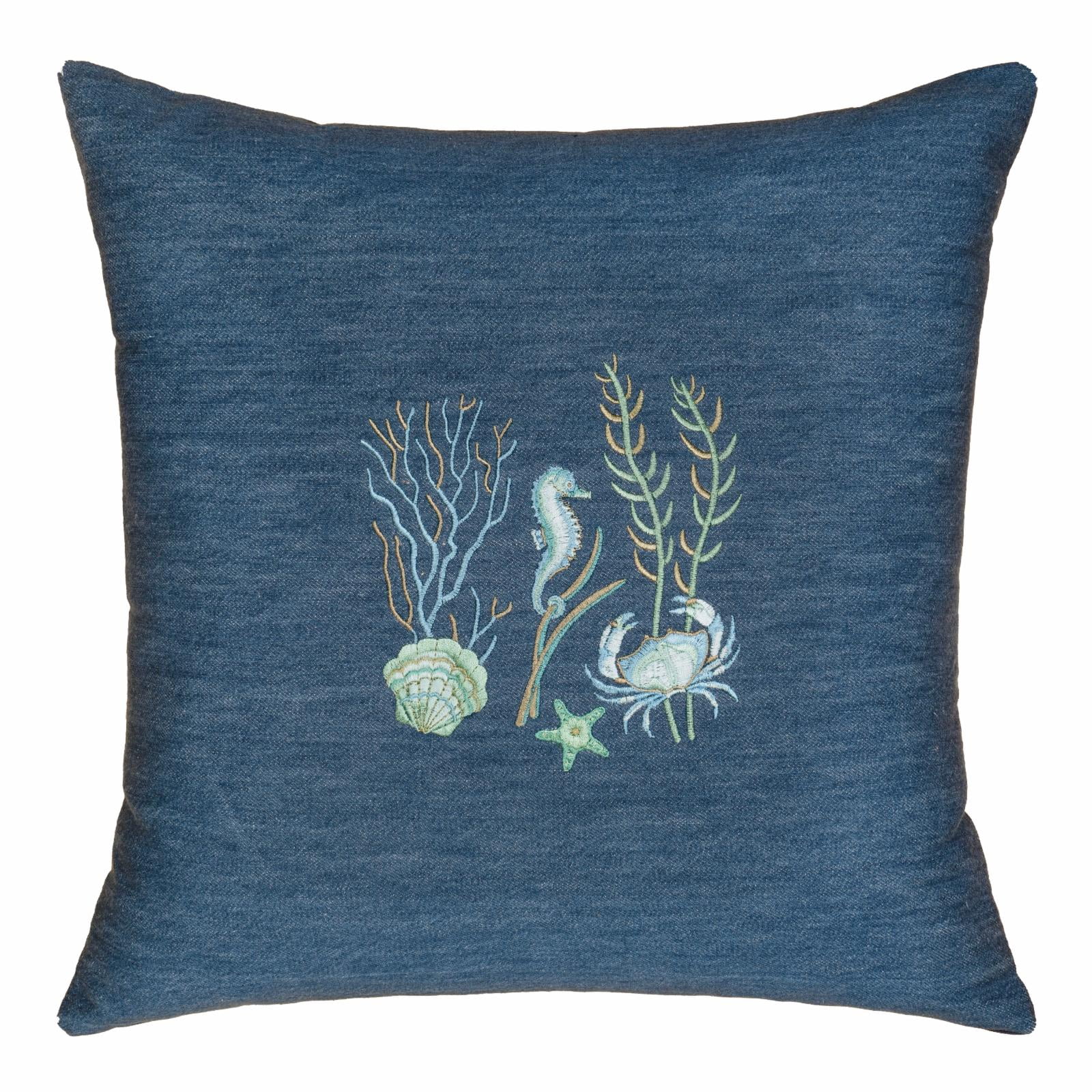 Linum Home Textiles Denim Decorative Square Pillow Cover 18" x 18", Aaron