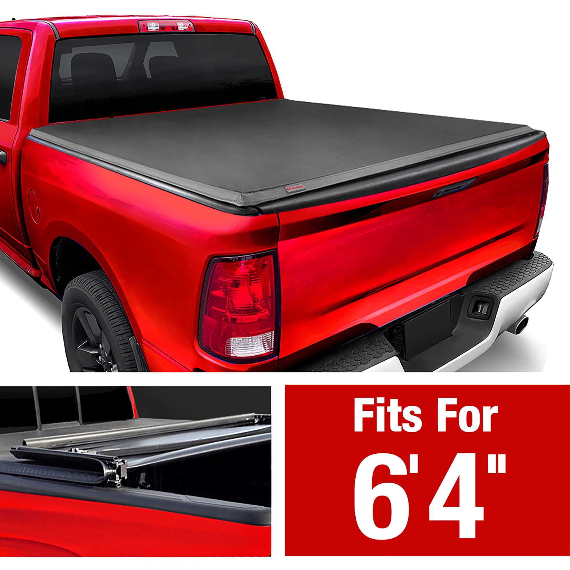 MaxMate Soft Quad-fold Truck Bed Tonneau Cover Compatible with 2002-2018 Dodge Ram 1500; 2003-2026 2500 3500; 2019-2024 Classic | 6'4" (76") Bed | TCD484011
