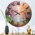 thumbnail image 1 of Designart "les Arbres Roses Aiment la Rivière expression II" Paysages Horloge Murale Surdimensionnée, 1 of 6