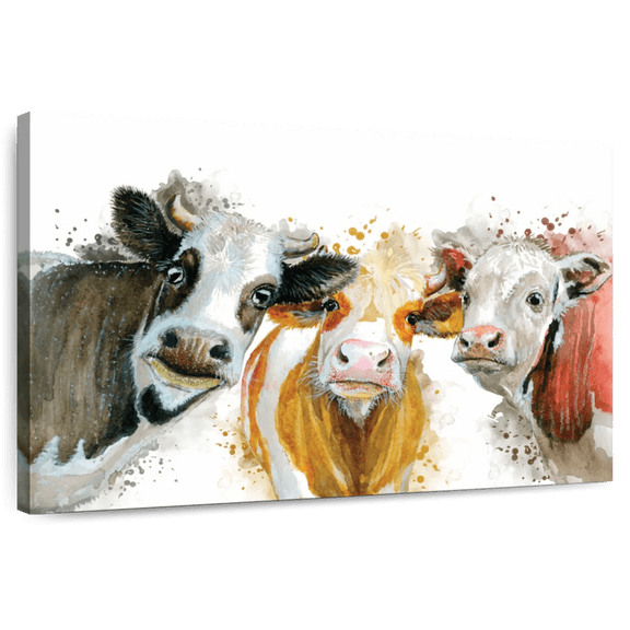 Elephant Stock Livestock Cows Splash Wall Art - Horizontal Canvas Wall Art - Living Room Wall Decor - Animal Canvas - Gray And Brown Decor - 12" x 8"