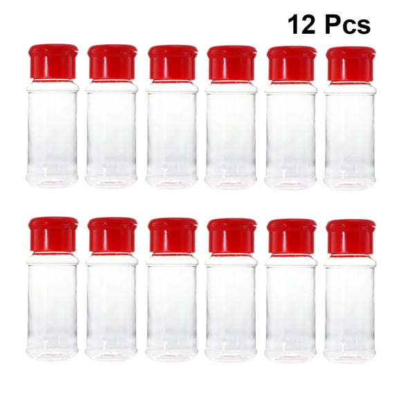 spice jar 12PCS Seasoning Can Barbecue Condiment Jar Bottles Cruet Container (Red)