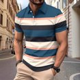 thumbnail image 2 of snilers Golf Shirts for Men Short Sleeve Collared Pullover Button Up Stripes Casual Work Shirts Relaxed Fitted Stylish Summer Tops, 2 of 3