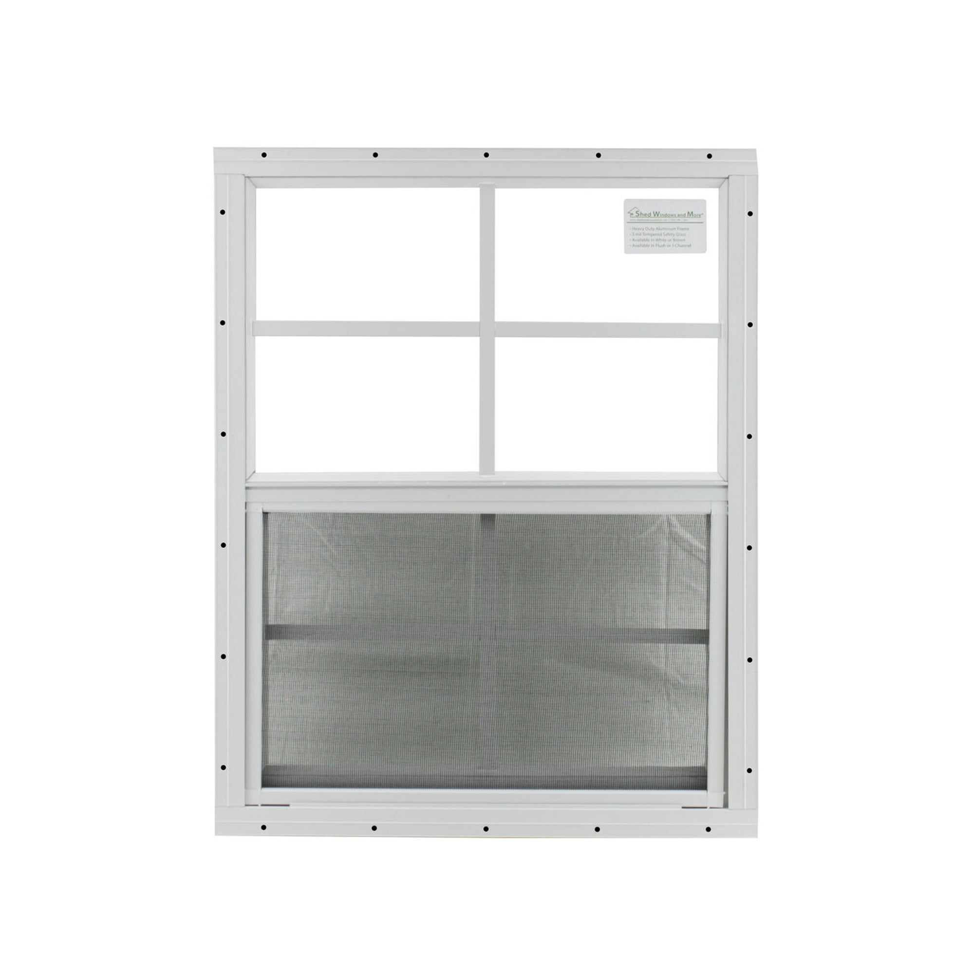 Shed Windows and More 24" X 27" Shed Window Aluminum Frame White Flush Safety/TEMPERD Glass Storage Sheds Playhouse Tree House…