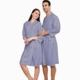 thumbnail image 2 of NOLDARES Mens Lightweight Robe Cotton Blend Kimono Bathrobe with Pockets, Soft Breathable Absorbent Loungewear for Home(Blue,XL), 2 of 6