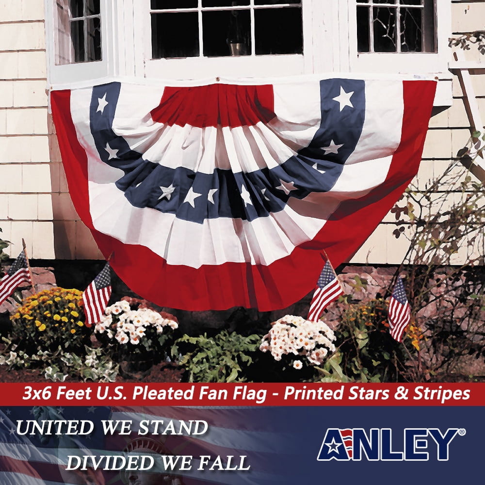 Anley USA Pleated Fan Flag, 3x6 Ft American US Bunting Flags - United States Half Fan Banner (6 Pack)