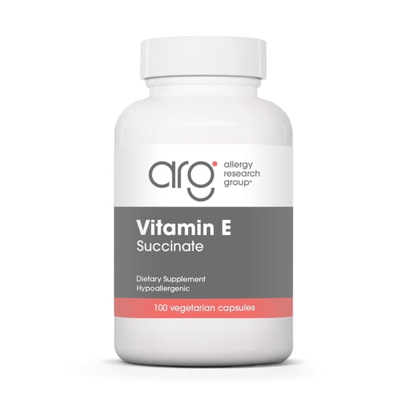 ARG Vitamin E Succinate - 400 IU d-Alpha-Tocopheryl Succinate - Antioxidant & Energy Support - Dry Powder Vegetarian Capsules - Hypoallergenic Formula - 100 Servings - 100 Capsules