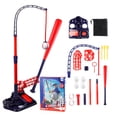 thumbnail image 2 of HUASHENG 4 In 1 Tee Set For Kids 3 5 Hanging Tee 2 Retractable Bat Batting Tee Pitching Machine For Toddlers Kid With Baseball Gloves Ground Stakes For Stabi, 2 of 5