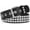 B-black With Silver Buckle, variant on WERFORU Double Grommet Belt PU Leather Punk Belt for Women Men Jeans 2 Hole Belts 1.5 Wide