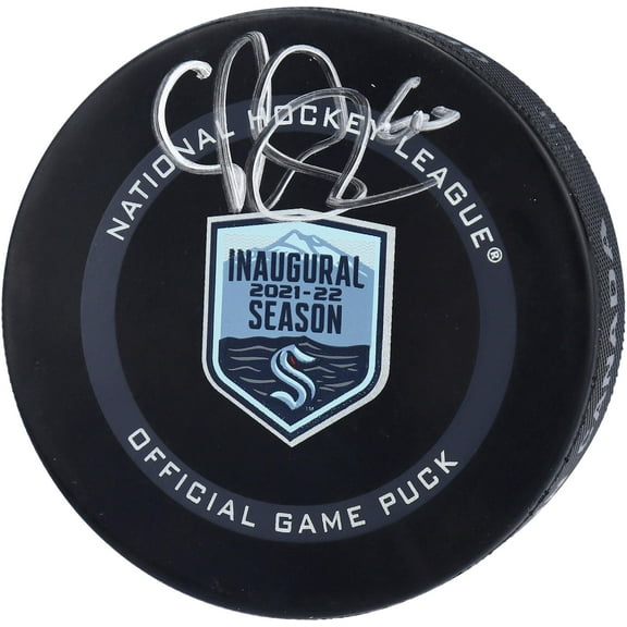 Chris Driedger Seattle Kraken Autographed 2021-22 Inaugural Season Official Game Puck - Fanatics Authentic Certified