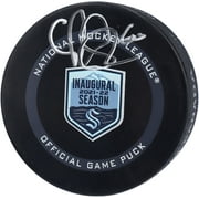Chris Driedger Seattle Kraken Autographed 2021-22 Inaugural Season Official Game Puck - Fanatics Authentic Certified