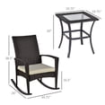 thumbnail image 2 of 3-Piece Dark Grey Wicker Rocking Chair Set with Table - Outdoor Patio Bistro Seating for Deck, Backyard & Poolside Relaxation - Durable PE Rattan Furniture, 2 of 7