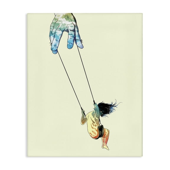 Stupell Industries Eclectic Imaginative Marionette Girl On Swing Canvas Art, 24 x 30, by Matheus Lopes Castro