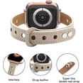 thumbnail image 3 of Compatible con Apple Watch Band 41 mm 40 mm 38 mm mujeres, correa delgada y delgada de cuero genuino de grano superior con el último diseño de doble clavo para iWatch Series 7 6 5 4 3 2 1 SE, 3 of 5