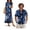 Blue Polynesian, variant on Red Hibiscus Matching Couple Outfits Husban and Wife Clothing Men's Short Sleeve Shirt Light Workwear and Womens Long Dress Sleeveless Hawaiian Party Sundress