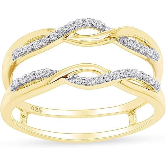 beryl_creation 14K Yellow Gold Plated 2.28 Ct Round Cut White Diamond Engagement Christmas Thanksgiving Wrap Guard Enhancer Ring 925 Sterling Silver For Women's -4