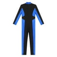 thumbnail image 6 of YONGHS Kids Girls Unitard Long Sleeve Zipper Metallic Skating Dance Jumpsuit Full Body Bodysuit Royal Blue 6, 6 of 7