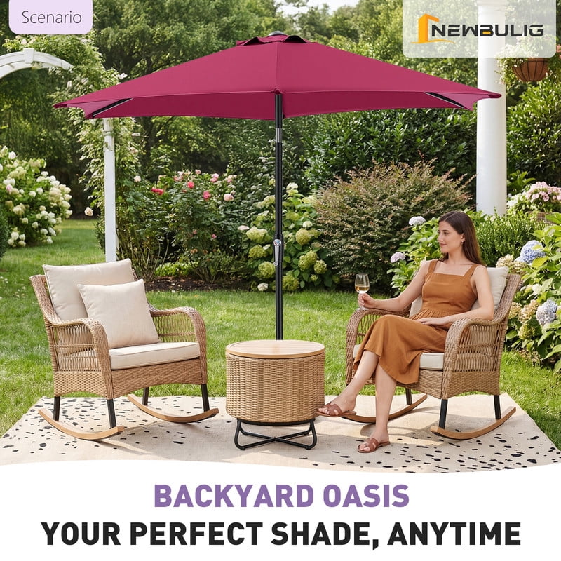 Gianna Patio Umbrella – 7.5ft Outdoor Table Umbrella with Tilt & Crank, 8 Sturdy Ribs, Waterproof UV-Resistant Fabric