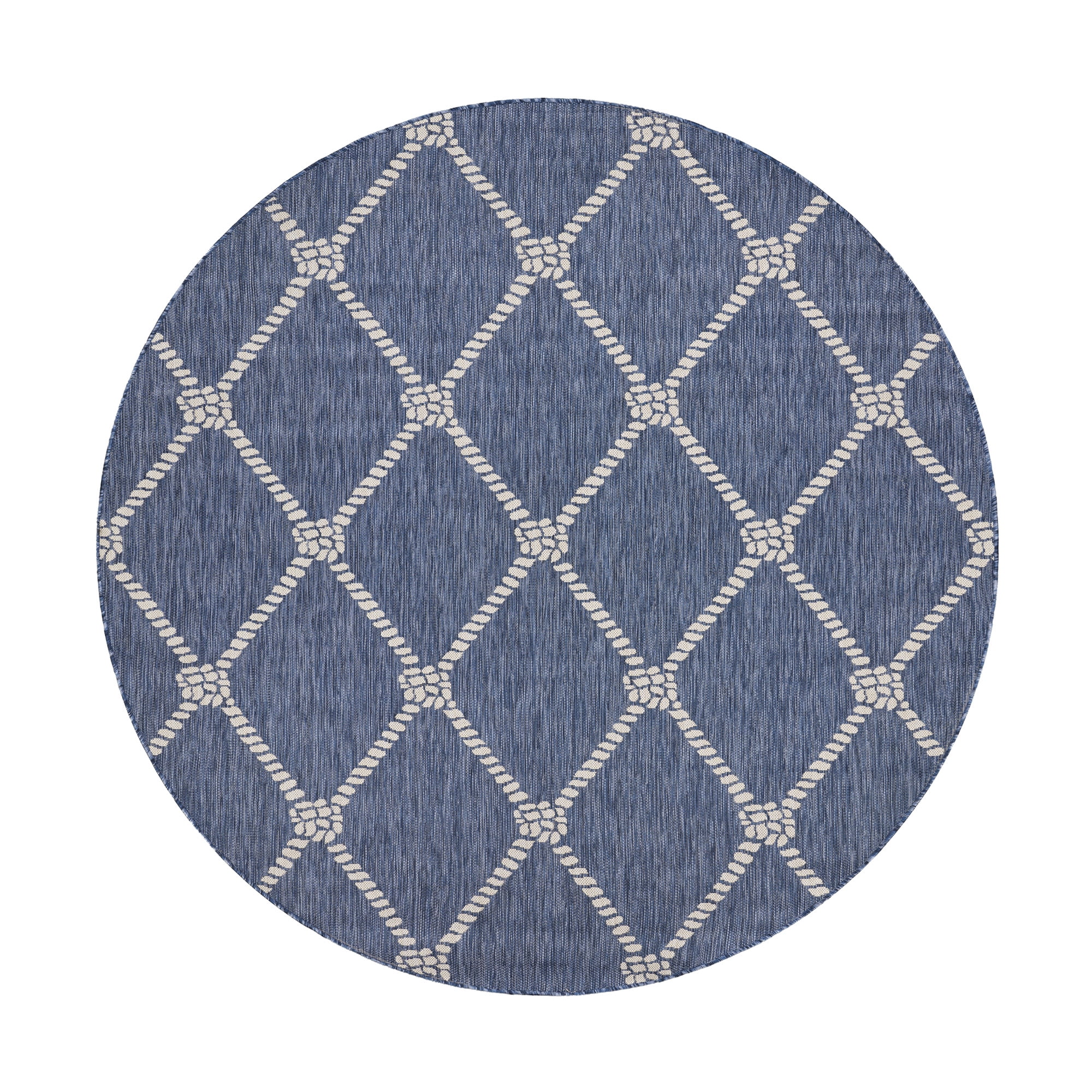 Ox Bay Sophie 5'3" Round Navy Nautical Rope Indoor/Outdoor Area Rug