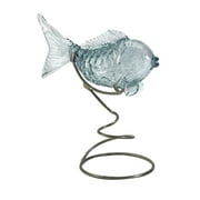 17.25" Cape Cod Coastal Cottage Blue Puckering Fish on Metal Stand
