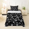 thumbnail image 2 of Manfei Cute Kitten Cat Twin Sheets, Simple Abstract Animal Bedding, Black White, 3 Pieces, 1 Flat Sheet, 1 Fitted Sheet and 1 Pillowcase, 2 of 6