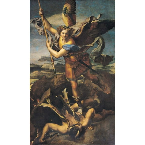 Sanzio "St. Michael Overwhelming the Demon" (1518) Glossy Poster