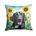 thumbnail image 2 of Flat-Coated Retriever in Sunflowers Throw Pillow, 2 of 2