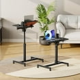 thumbnail image 6 of Height Adjustable Rolling Desk Mobile Portable Laptop Stand Cart Small Sit Standing Desk Computer Table Workstation for Home Office, Black White, 6 of 8
