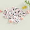 thumbnail image 3 of Toddler Baby Girl Jumpsuit Swimsuit Flower Print Long Sleeve Ruffle Spring Summer Bikini Bathing Suit Green 9-12 Months, 3 of 8