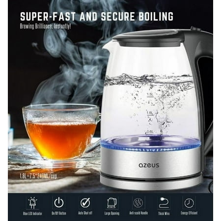 HYTHU-Azeus 1.8L Electric Kettle CX-817 - Fast Boil, Auto Shut-Off, Boil-Dry Protection, 360° Swivel Base - Stainless Steel Water Boiler for Tea, Coffee, and Hot Water