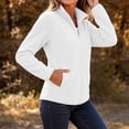 thumbnail image 5 of XUNKUSGA Fleece Jacket Women Lightweight Full Zip Up Jackets for Women with Pockets Soft Polar Warm Long Sleeve Stand Collar Womens Winter Coats Fashion Winter Fall Outerwear White L, 5 of 7