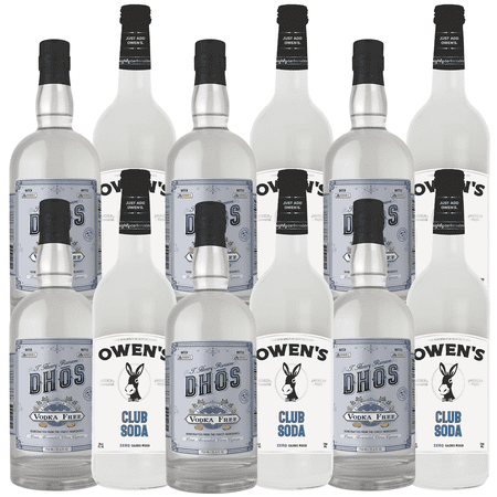 Dhōs Handcrafted Non-Alcoholic Vodka 6 Pack 750 ML Bottle w 6 Pack Owen’s Mixers Club Soda 750 ML Bottle - Keto-Friendly, Zero Sugar, Zero Calories, Zero Proof - Perfect for Mocktails - A
