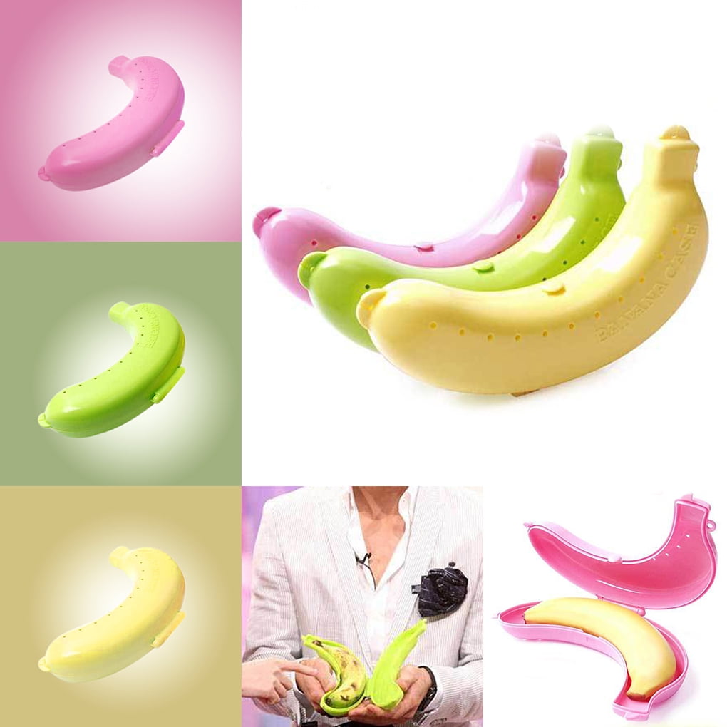 Details about  / Banana Protector Case Fork Outdoor Snack Lunch Box Holder Fruit Storage BEST