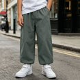 thumbnail image 2 of SGFCWSX Boys Athletic Joggers Loose Fit Elastic Cuff Lightweight Sport Pants Activewear Army Green Size 7, 2 of 8