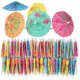 thumbnail image 1 of [200 Pieces] Cocktail Umbrella Toothpicks for Drink Umbrellas - Colorful Paper Cocktail Umbrella Bags for Hawaiian Luau Tiki Party Decorations, 1 of 5