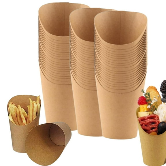 Charcuterie Cups, Disposable French Fry Holder Cups 14oz,Kraft Paper Appetizer Snack Boxes for Events WeddingDisplay Party,Brown,100 Pcs