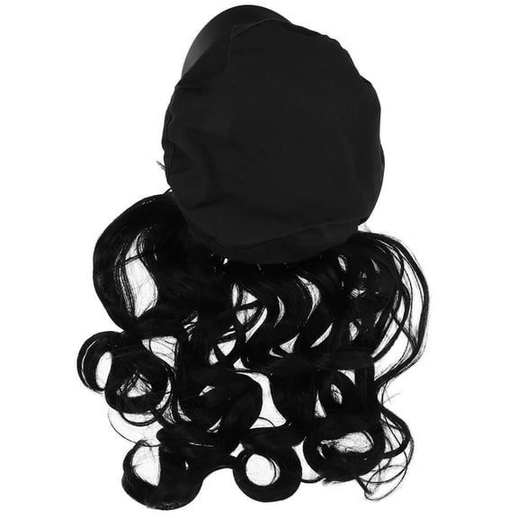 Pretyzoom hat with wig women Women Hair Wig Black High Temperature Wire 1Pcs Confidence Booster for Carnival