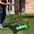 thumbnail image 2 of 16" 5-Blade Push Reel Lawn Mower with Grass Catcher, No Gas or Electric, Push Manual Lawn Mower with Sharp Steel Blades, Adjustable Heights, Eco-Friendly and Quiet Operation, for Home Lawns, Green, 2 of 15