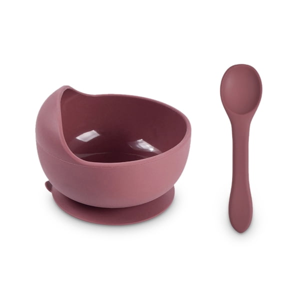Cuenco de silicona para bebés con fondo de succión Juego de cucharas para bebés Comedor para niños pequeños Cocina para el hogar Vajilla Suministros para comer para niños Recién nacido Rojo Advancent BA000341-01