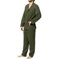 thumbnail image 4 of Hanes Men's Pajamas Cotton X-Temp Long Sleeve Shirt & Pants Knit Pjs Lounge Set - Bracken (Medium), 4 of 7