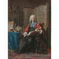 thumbnail image 2 of Maurice-Quentin de La Tour 14x18 Black Ornate Wood Framed Double Matted Museum Art Print Titled - Portrait of Gabriel Bernard De Rieux (1739-1741), 2 of 5