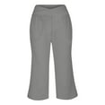 thumbnail image 6 of Wutalume Women's Cross Waist High Waist Capri Pants with Pockets Elastic Wide Leg Casual Loose Fit Summer Beach,Gray 2XL, 6 of 6