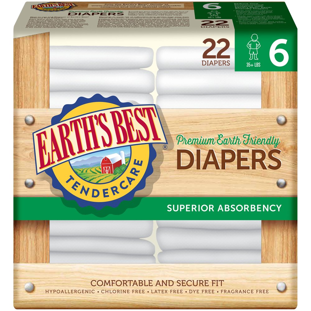 EarthS Best Chlorine Free Diapers Size 6 Case of 4 22 Count Walmart