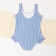 thumbnail image 3 of Xmarks Mother and Daughter One Piece Swimsuit Tummy Control V/U Neck Striped Bathing Suits Athletic Swimming Suit, 3 of 7
